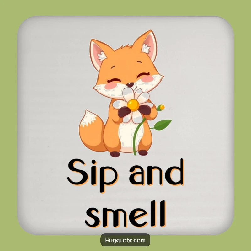 Funny Fox Flower Hug Coaster: Protect Surfaces with Nature's Charm!