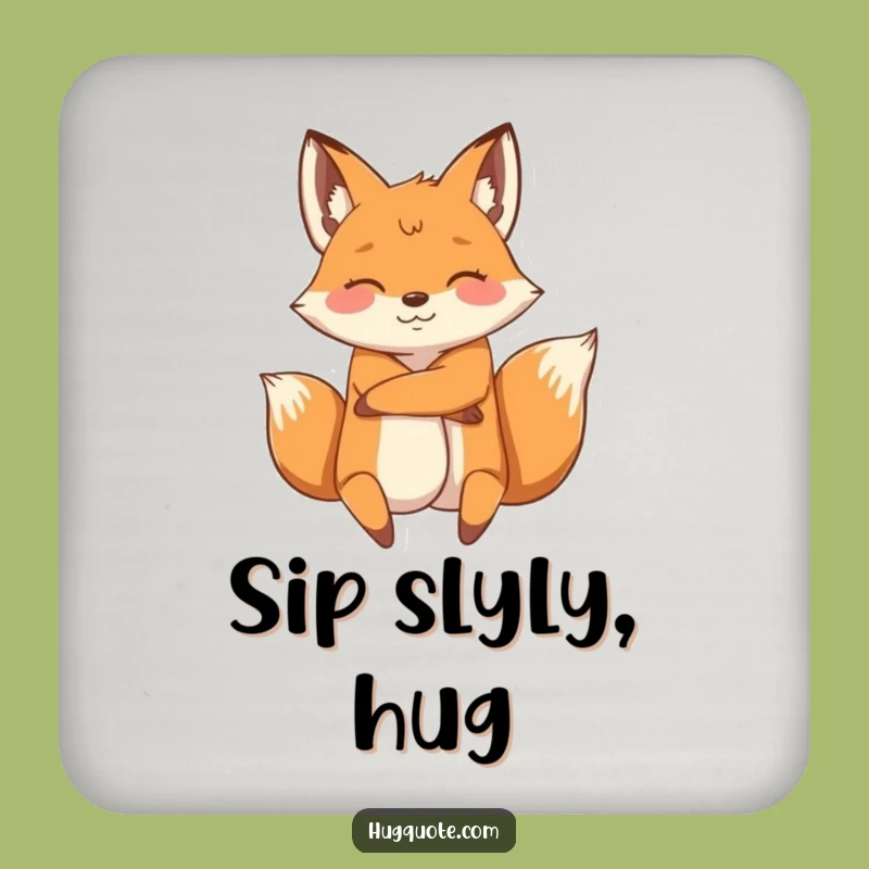 Funny Fox Hug Drink Coaster, Energetic Character Art for Playful Tables