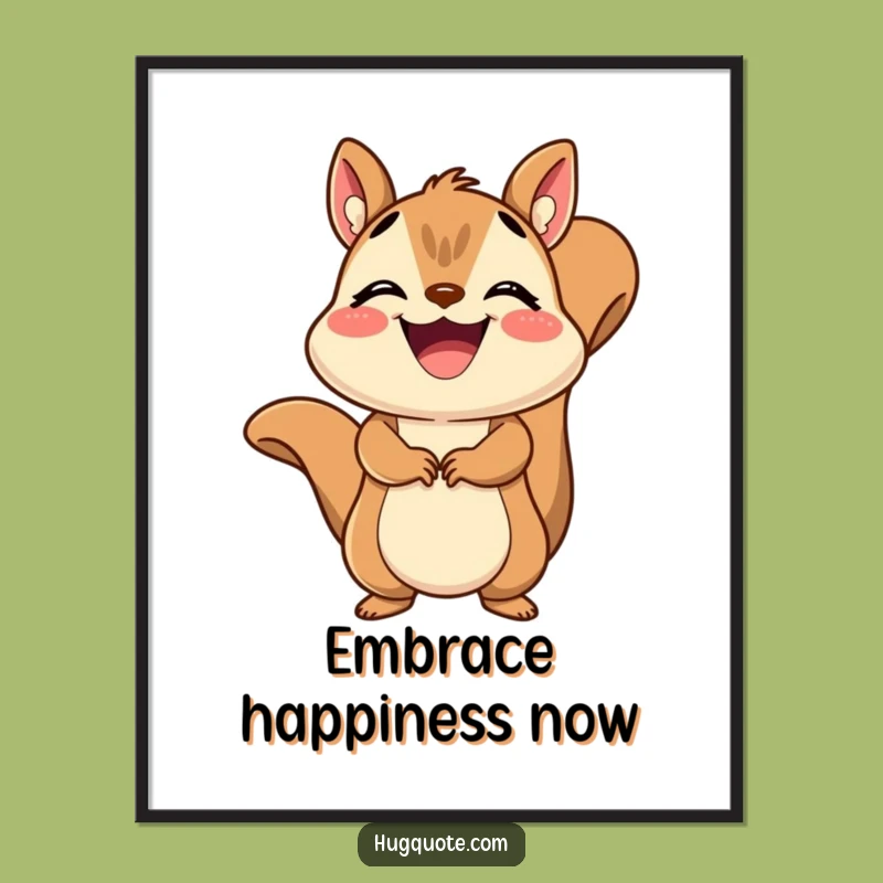Funny Squirrel Poster: Joyful Embrace Wall Art for Smiles