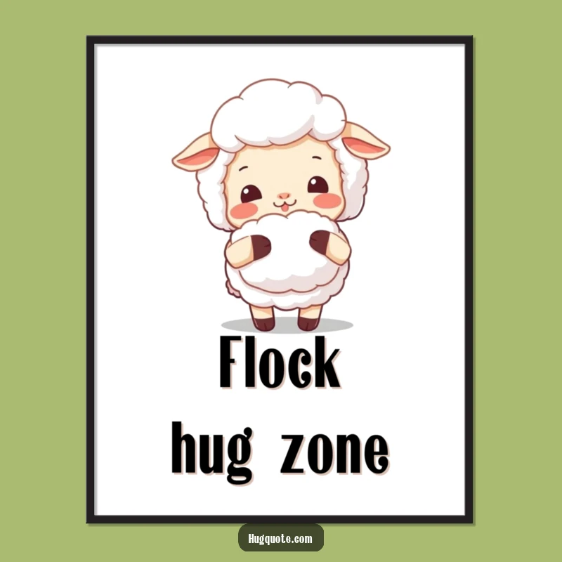 Funny Sheep Hug Poster: Adorable Fluffy Art Print, Perfect Cozy Wall Decor Gift