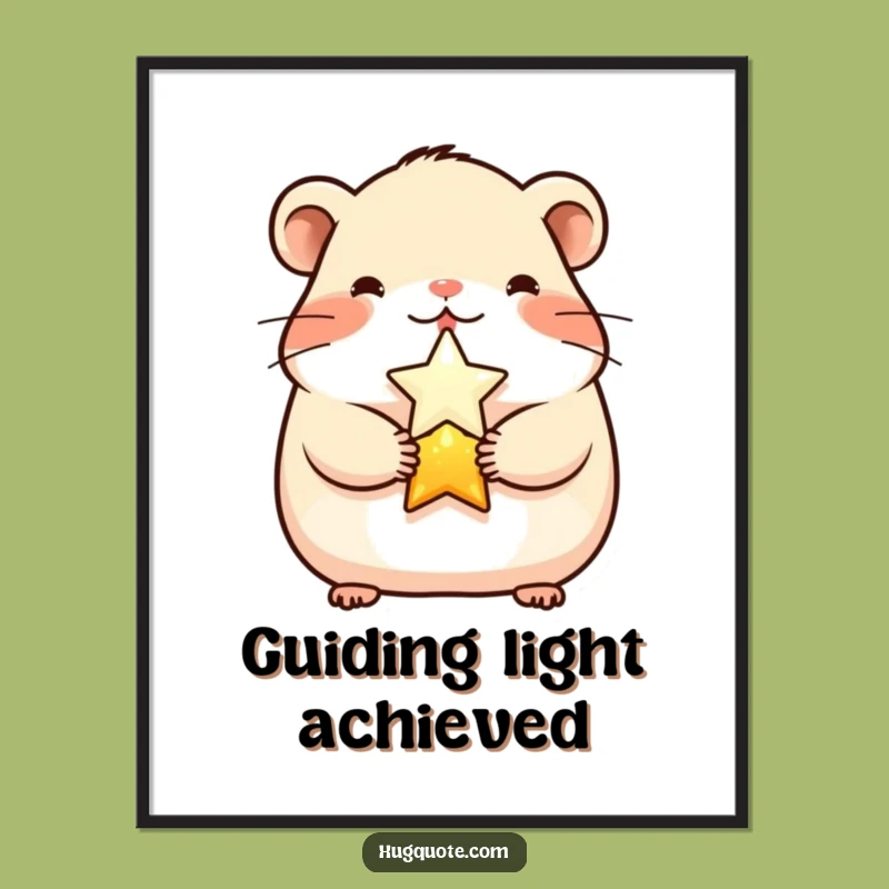 Funny Cheerful Hamster Star Poster - Adorable Wall Art for Any Room