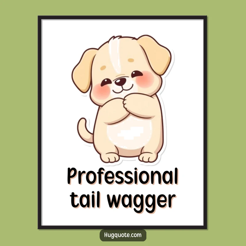 Funny Puppy Hug Poster, Adorable Dog Character Art for Cheerful Walls