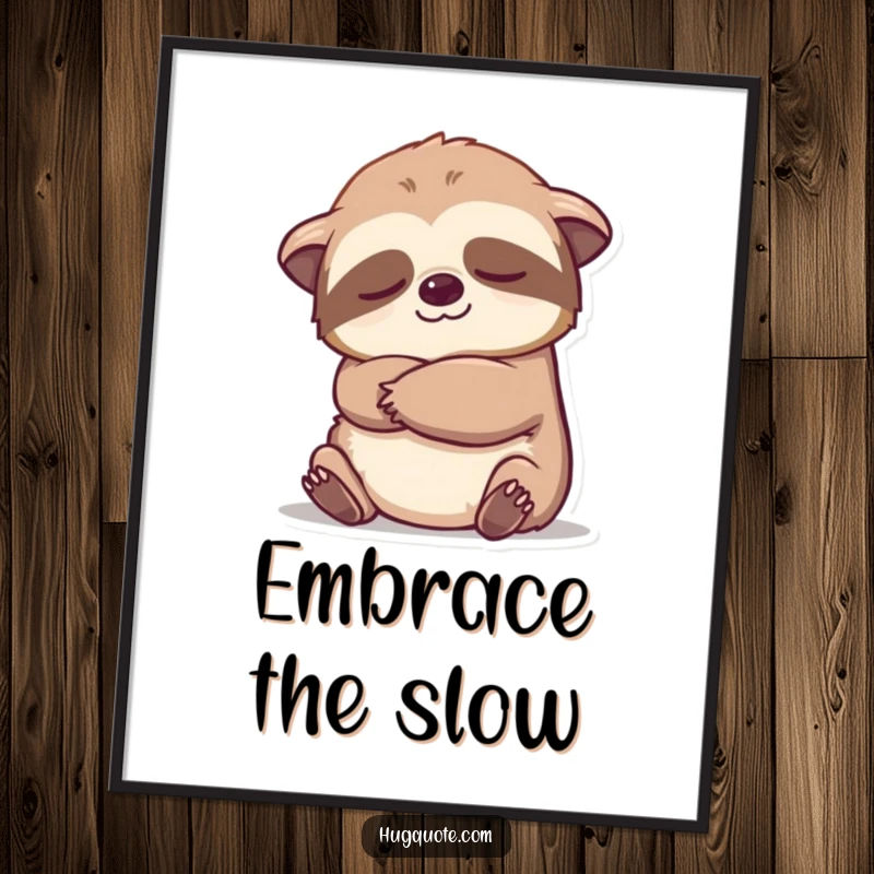 Funny sloth character slowly reaching out for a hug, bringing calm cartoon art and humor to walls.