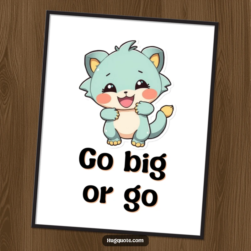 Funny poster showcasing a creature in a playful, energetic embrace, bringing dynamic warmth and joy to any wall.