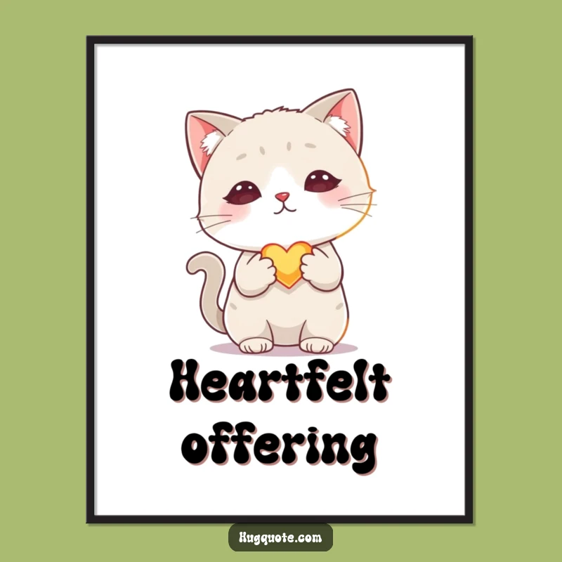 Funny Shy Cat Heart Poster: Kitten Love Art - Sweet Wall Decor!