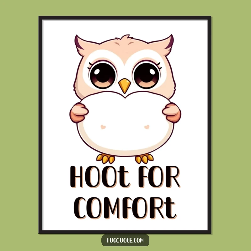 Funny Owl Pillow Poster: Wise Art for a Cozy and Happy Space