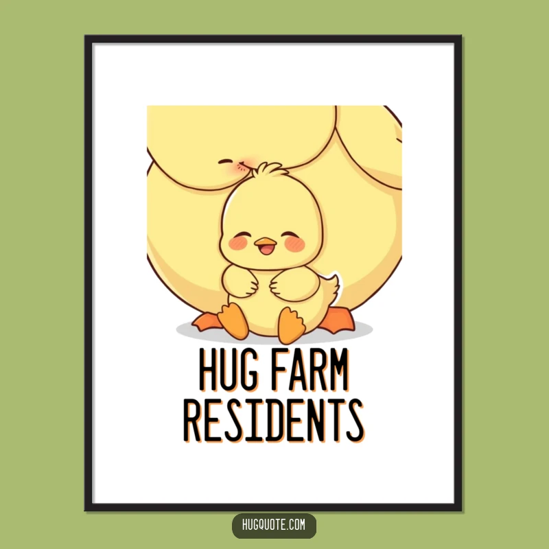 Funny Duckling Hug Poster: Adorable Embrace Art Print, Perfect Sweet Wall Decor Gift