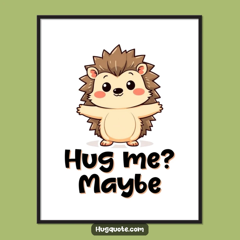 Funny Kawaii Hedgehog Hug Poster - Adorable Wall Art Gift
