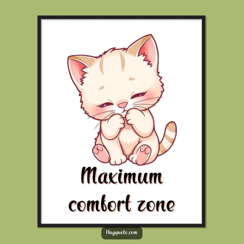 Funny Kitten Nuzzle Poster, Adorable Cat Character Art for Cozy Spaces