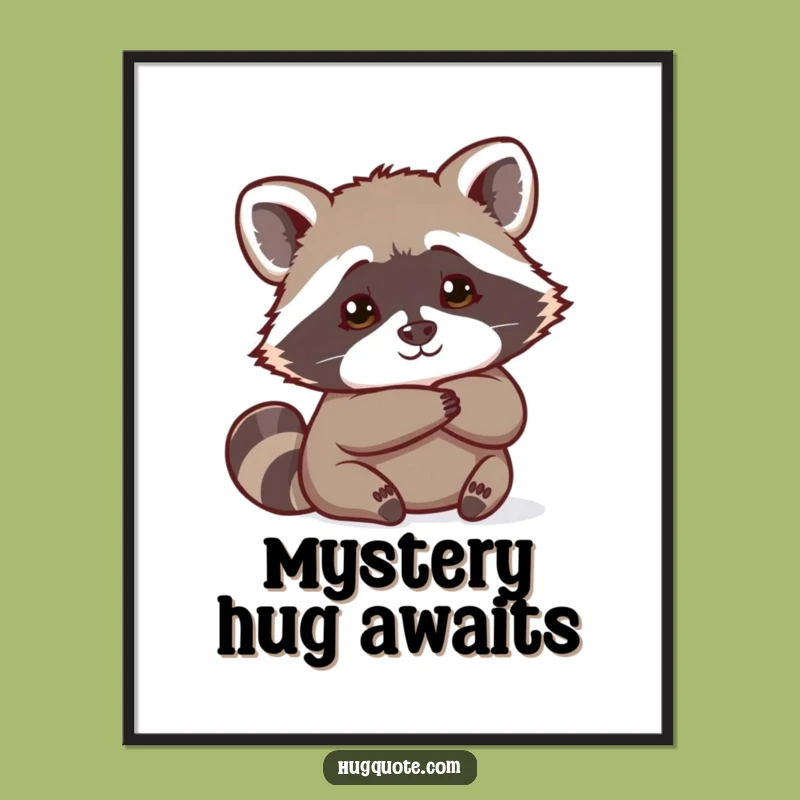 Funny Raccoon Poster: Curious Peek-a-Boo Hug for Your Wall