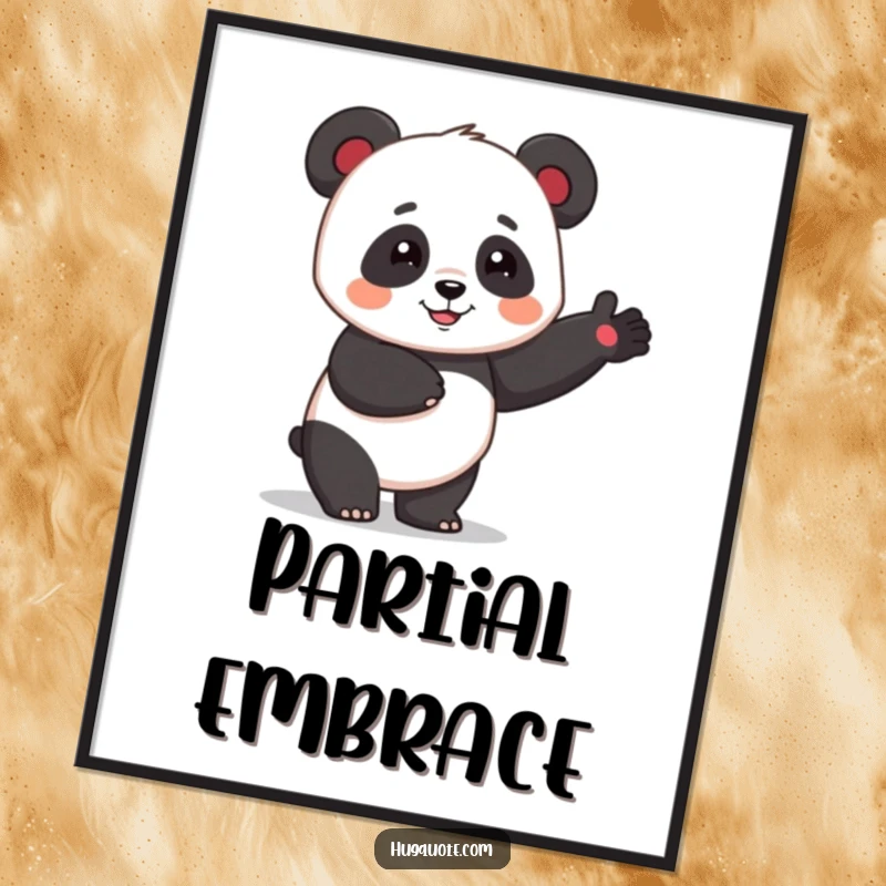 Funny panda character sharing a one-armed hug, bringing cartoon charm and warmth to wall art.