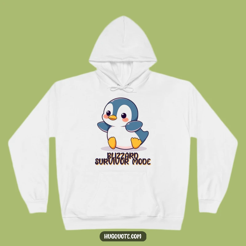 Cozy Funny Penguin Belly Slide Hoodie: Warm Cartoon Comfort Gift