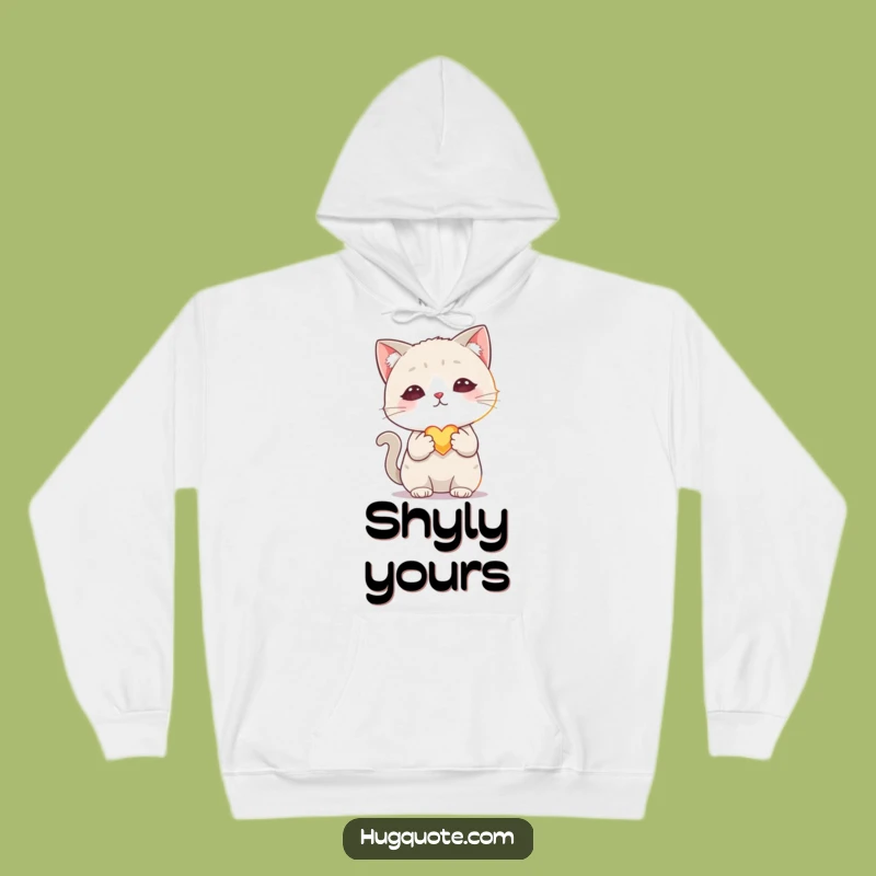 Funny Shy Cat Heart Hoodie: Cozy Kitten Offers Glow - Warm & Sweet!