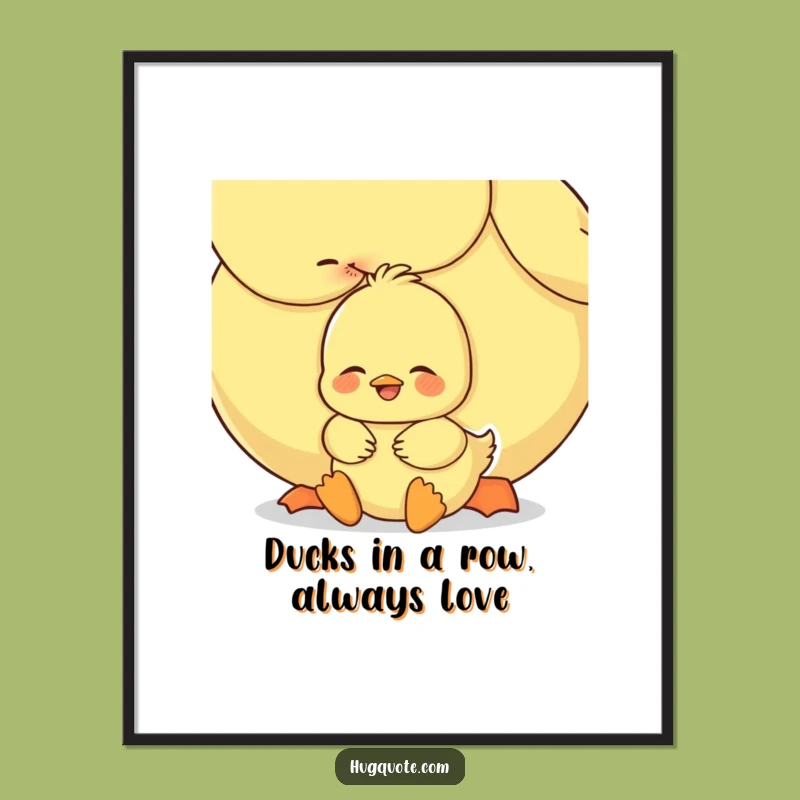 Free Printable Wall Art: Happy Ducklings Hugging Downloadable Decor