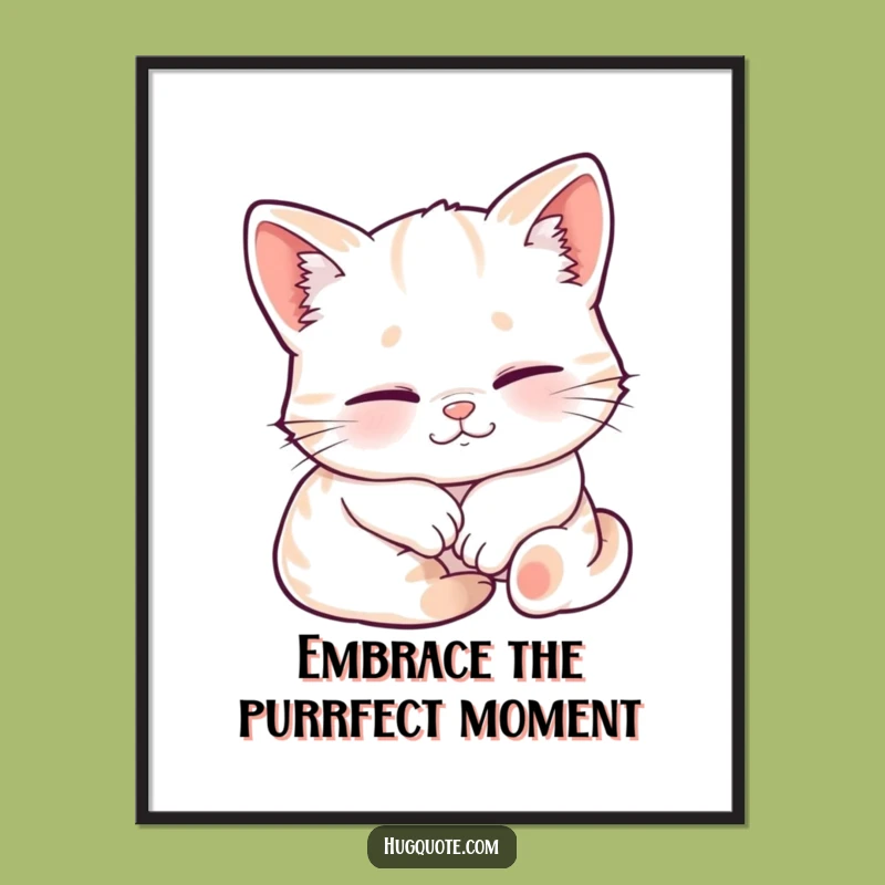 Funny Free Printable Wall Art: Sleepy Kitten Embrace - Cozy Downloadable Decor
