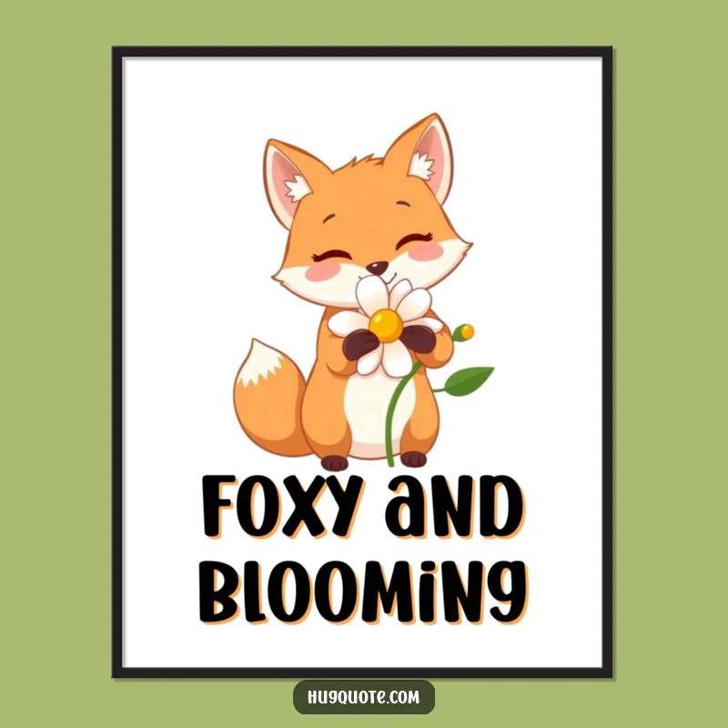 Funny Free Printable Wall Art: Fox Hugging Flower Downloadable Art