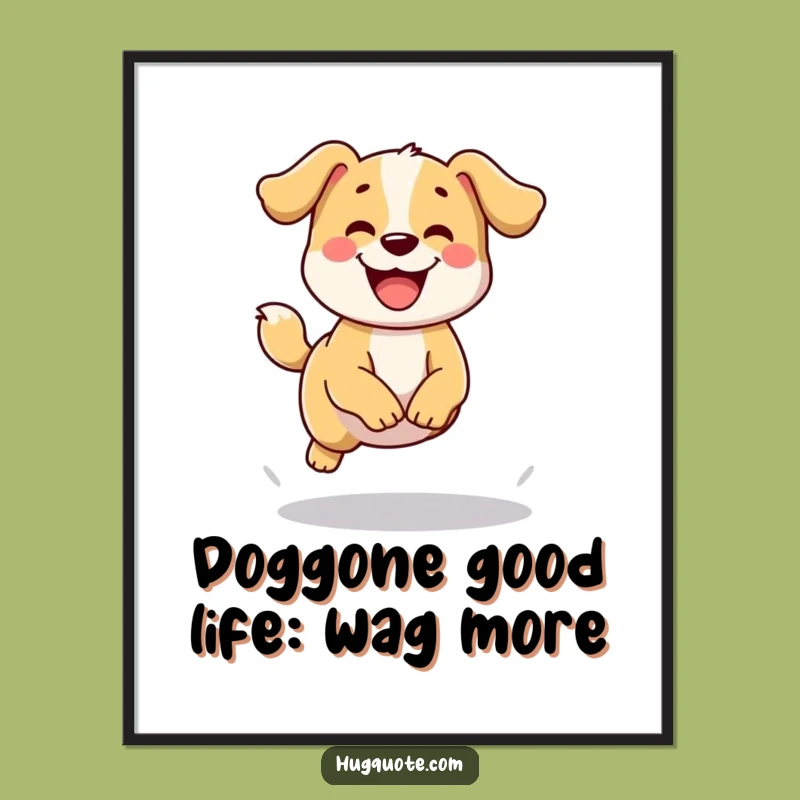 Free Printable Happy Dog Jump Wall Art: Playful Funny Downloadable Art!