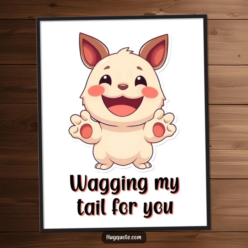 Funny Free Printable Wall Art: A smiling creature holds out its paws invitingly. Quirky downloadable art for any room.