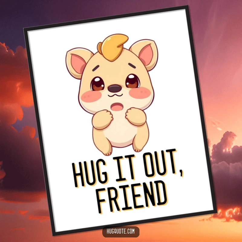 Funny Free Printable Wall Art: A curious creature leans in, ready for a hug. Whimsical downloadable art.