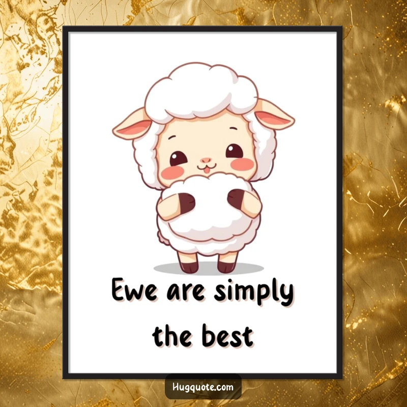 Funny Free Printable Wall Art: A smiling sheep character offering a fluffy hug, creating warm and downloadable decor for any space.