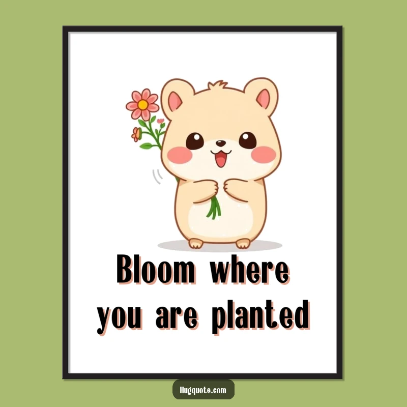 Funny Free Printable Wall Art: Adorable Animal Flower Gift, Downloadable Decor, Cute Art