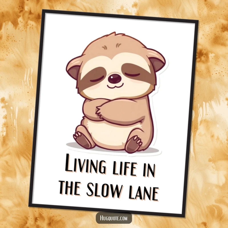 Funny Free Printable Wall Art: Sleepy sloth extending an arm in a gentle embrace, promoting relaxation and slow living.