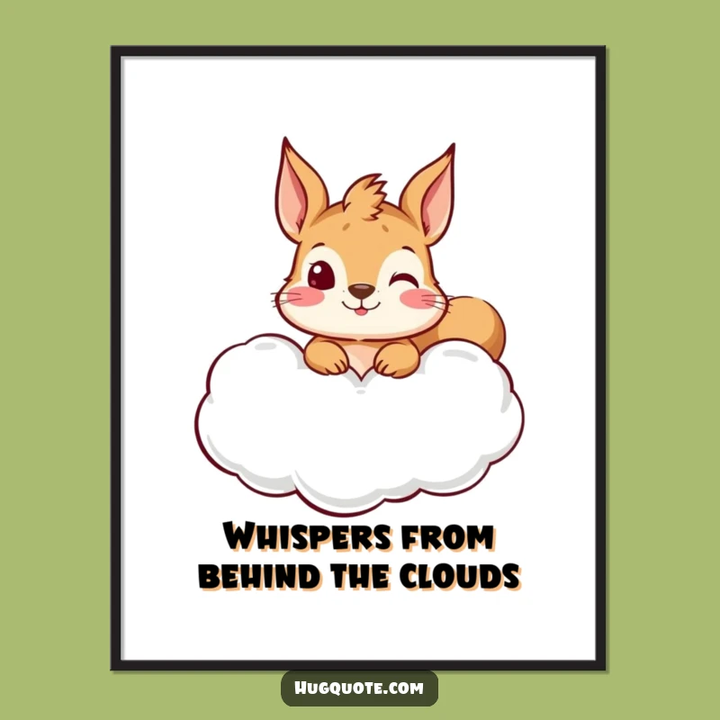 Free Printable Wall Art: Curious Squirrel's Funny Hug Cloud Downloadable Decor