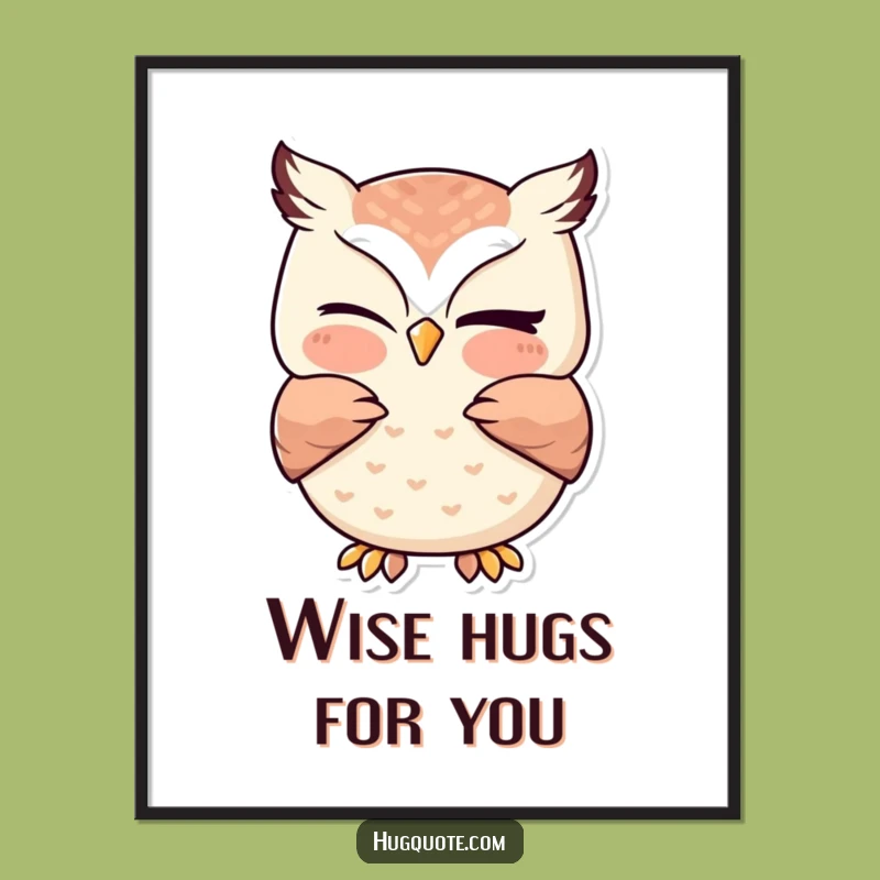 Cute Free Printable Wall Art: Winking Owl Hug - Downloadable Decor