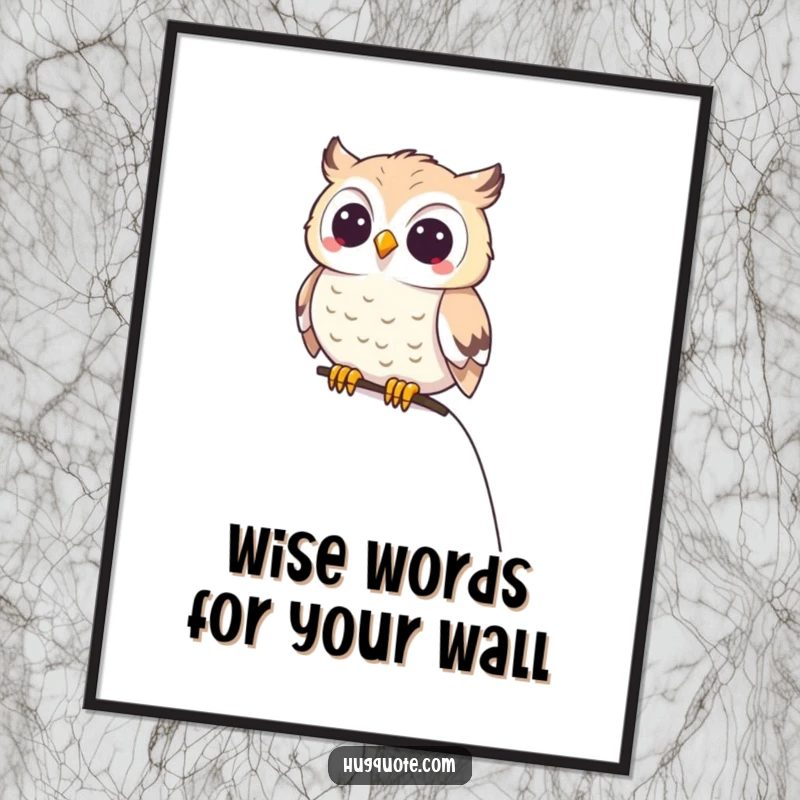 Funny Free Printable Wall Art: Small, happy owl perched comfortably on a shoulder, radiating contentment and whimsical charm.