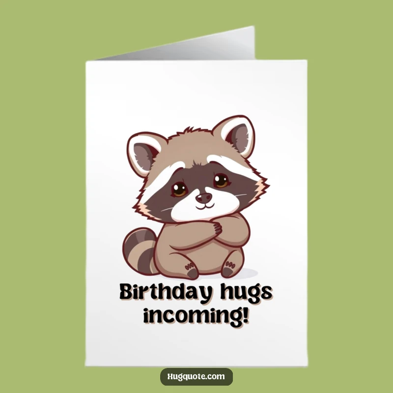 Free Printable Birthday Card: Raccoon Peeking Hug for a Funny, Downloadable Gift