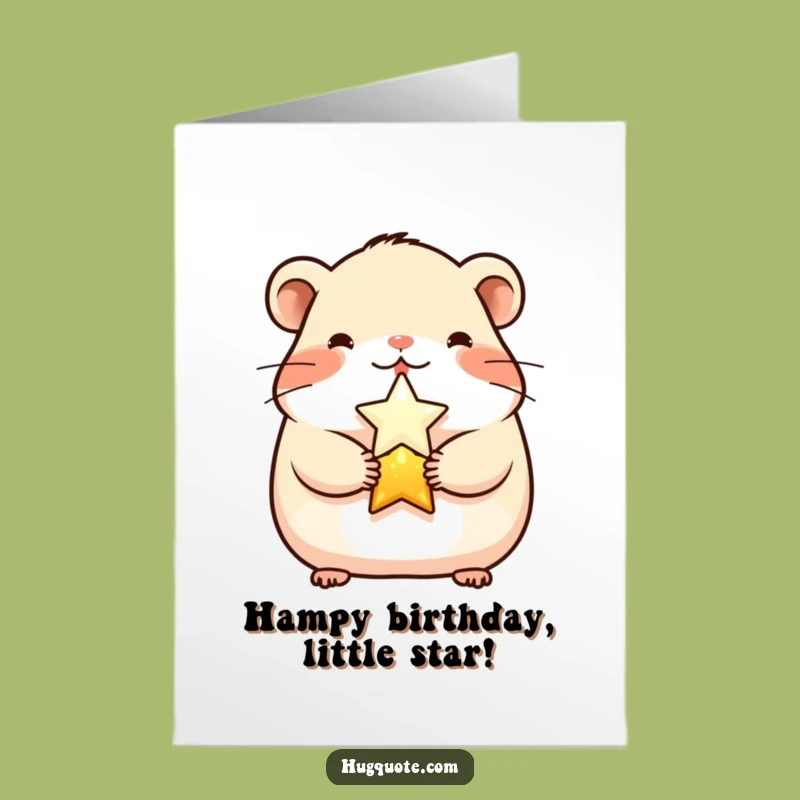 Free Printable Birthday Card: Hamster & Star Funny Downloadable Gift