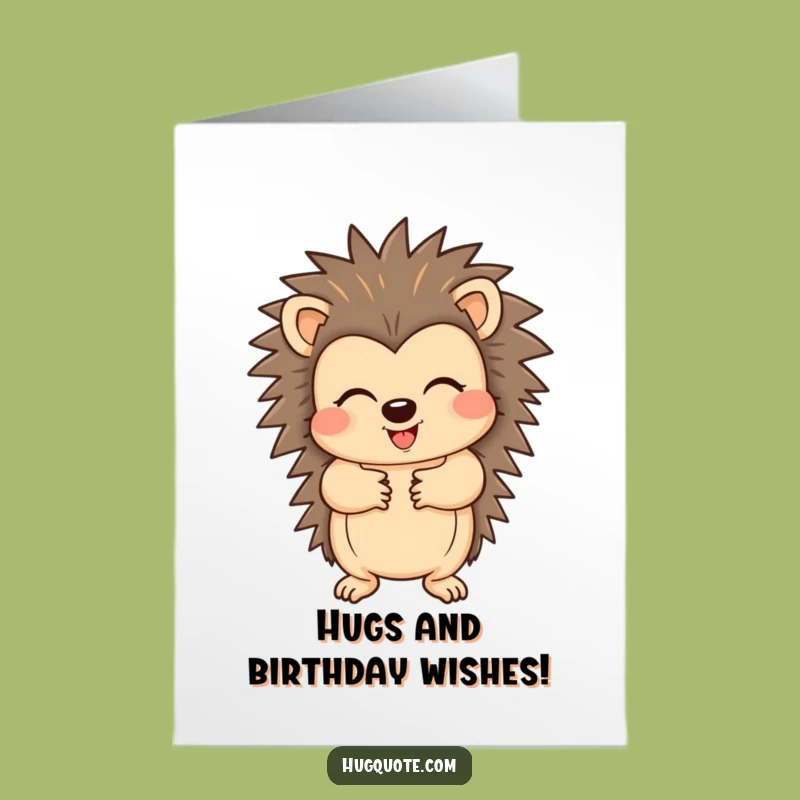 Free Printable Hugging Hedgehog Birthday Card: Funny Downloadable Gift for Friends