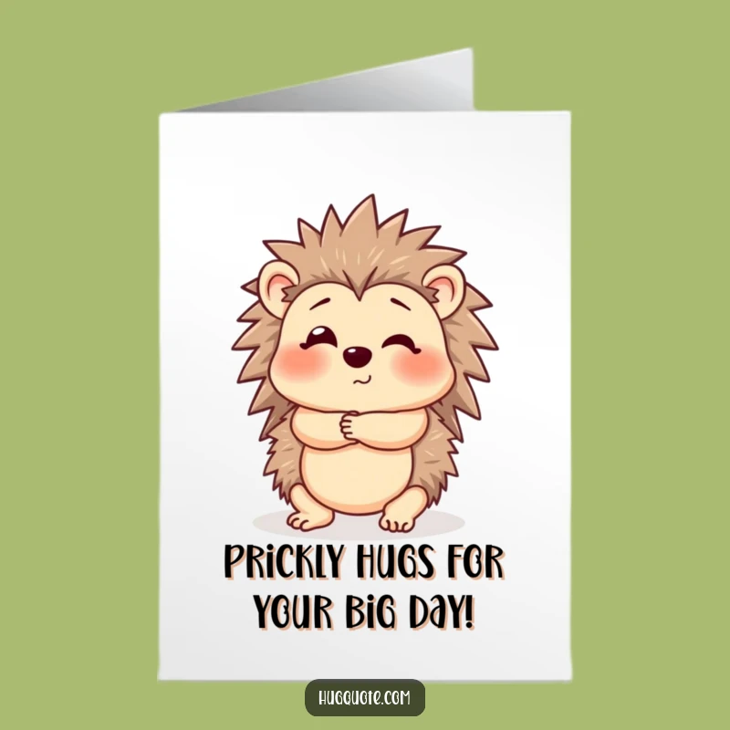 Free Printable Birthday Card: Cautious Hedgehog Hug for a Funny, Downloadable Gift