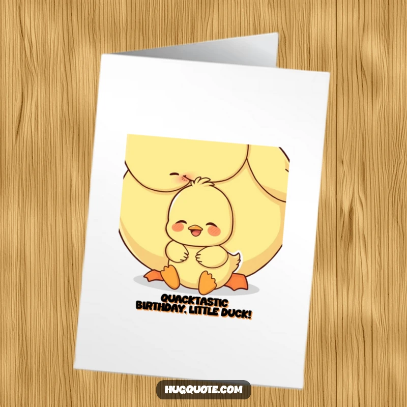 Funny Free Printable Birthday Card: Happy duckling embraced by a larger one, conveying warmth and downloadable birthday wishes.