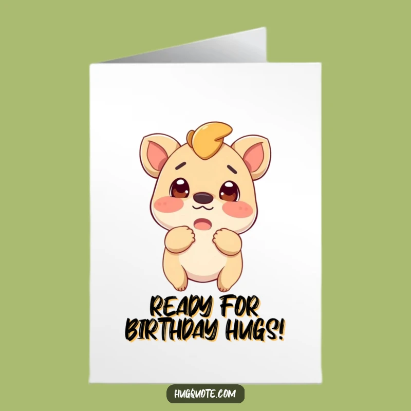 Free Printable Birthday Card: Excited Creature Hug Downloadable Gift