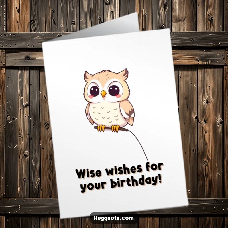 Funny Free Printable Birthday Card: Small, content owl perched happily on a shoulder, sharing a warm and humorous birthday message.