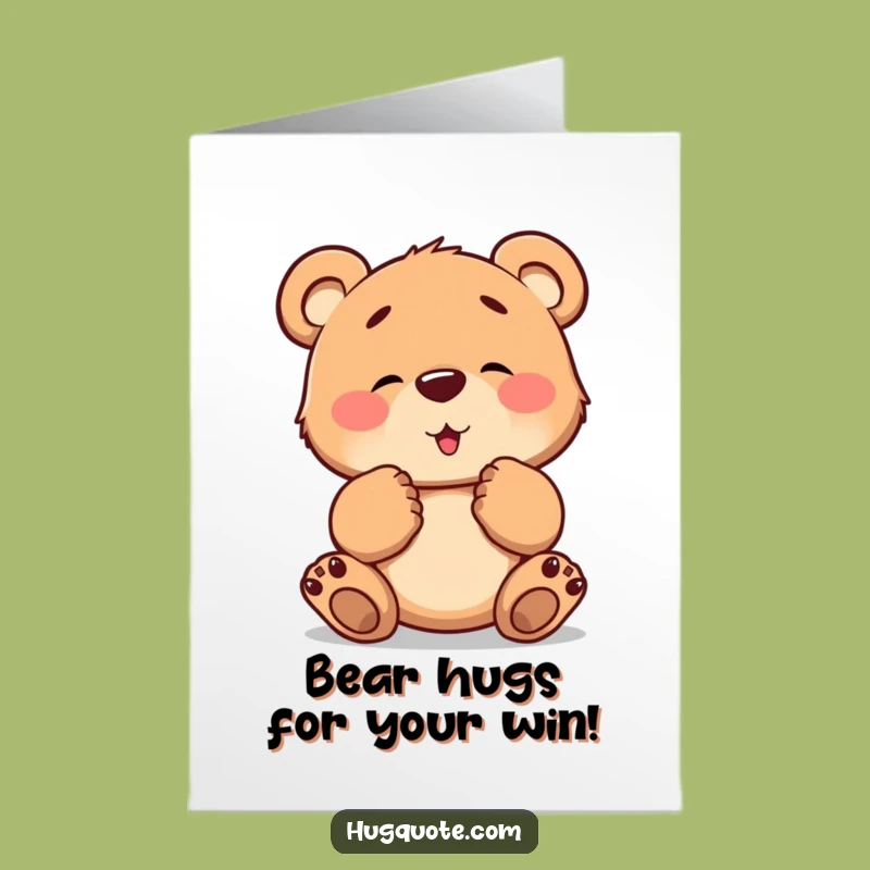 Free Printable Congrats Card: Bear Cub Hug, Downloadable Greeting, Funny Achievement Gift