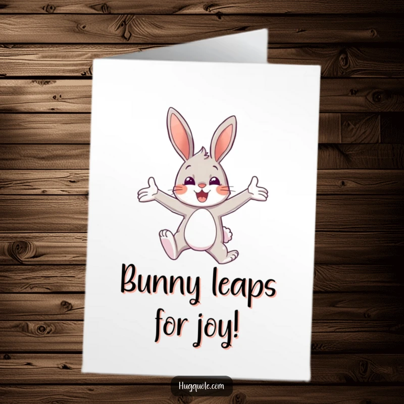 Funny Free Printable Congrats Card: A cheerful bunny character with open arms, ready to give a big congratulatory embrace.