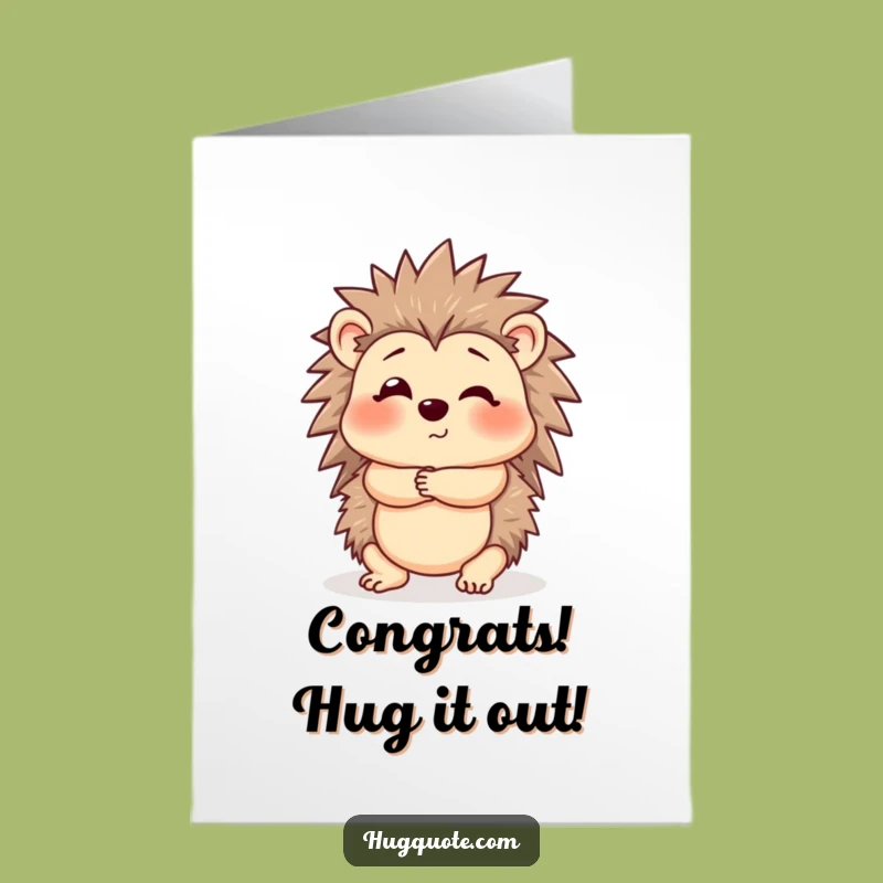 Free Printable Congrats Card: Cautious Hedgehog Hug for a Funny, Downloadable Gift