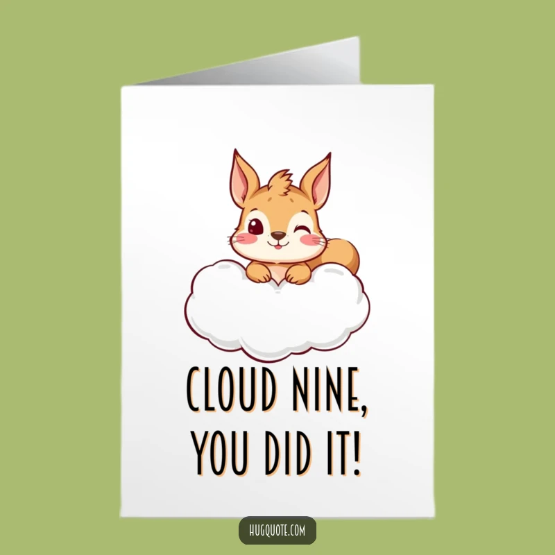 Free Printable Congrats Card: Curious Squirrel's Hug Cloud Celebration Downloadable
