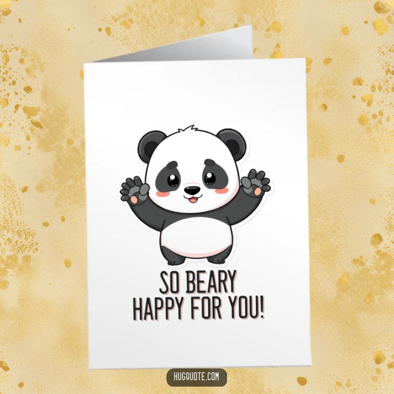 Funny Free Printable Congrats Card: a determined panda opens arms wide for a congratulatory squeeze.