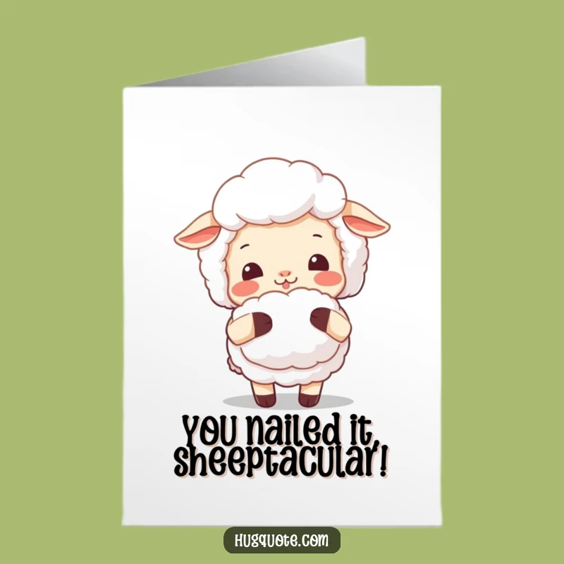 Free Printable Congrats Card: Smiling Sheep Hug Downloadable Celebration