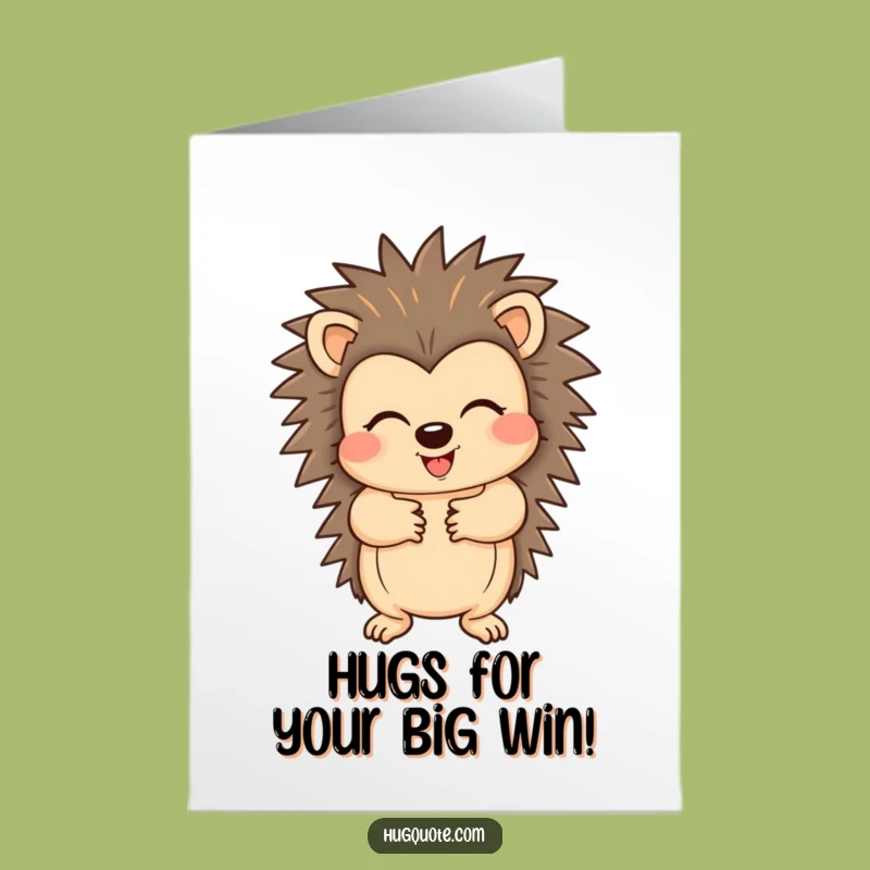 Free Printable Hedgehog Congratulations Card: Funny Hug Downloadable Gift