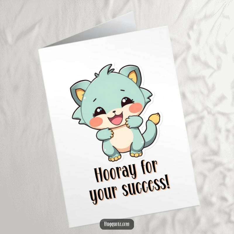 Funny Free Printable Congratulations Card: A creature dives into an energetic, playful embrace. A great downloadable greeting.