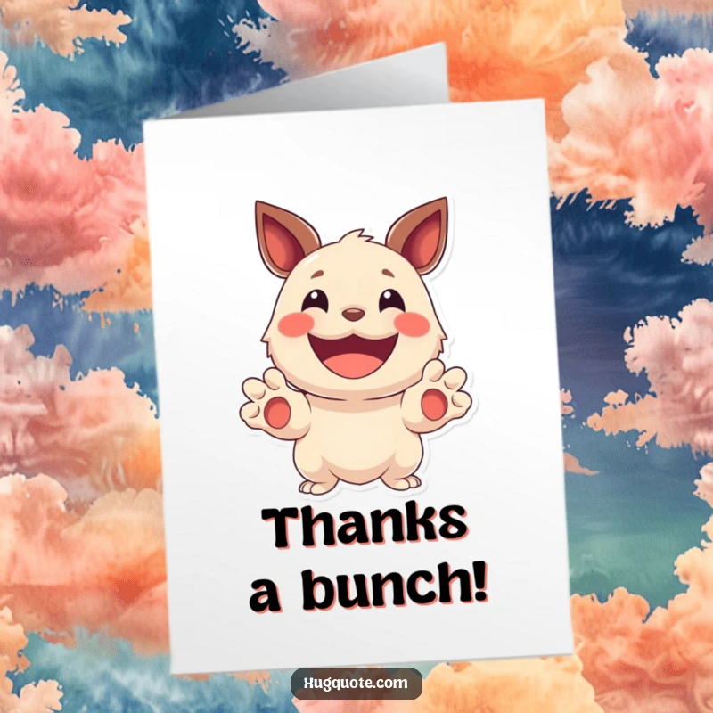 Funny Free Printable Thank You Card: A happy creature offers its paws in thanks. A charming downloadable greeting.