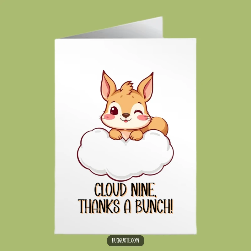 Free Printable Thank You Card: Curious Squirrel's Hug Cloud Gratitude Downloadable