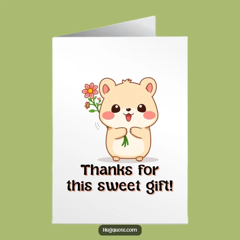 Free Printable Thank You Card: Cute Animal Flower Gift, Funny Downloadable Gratitude