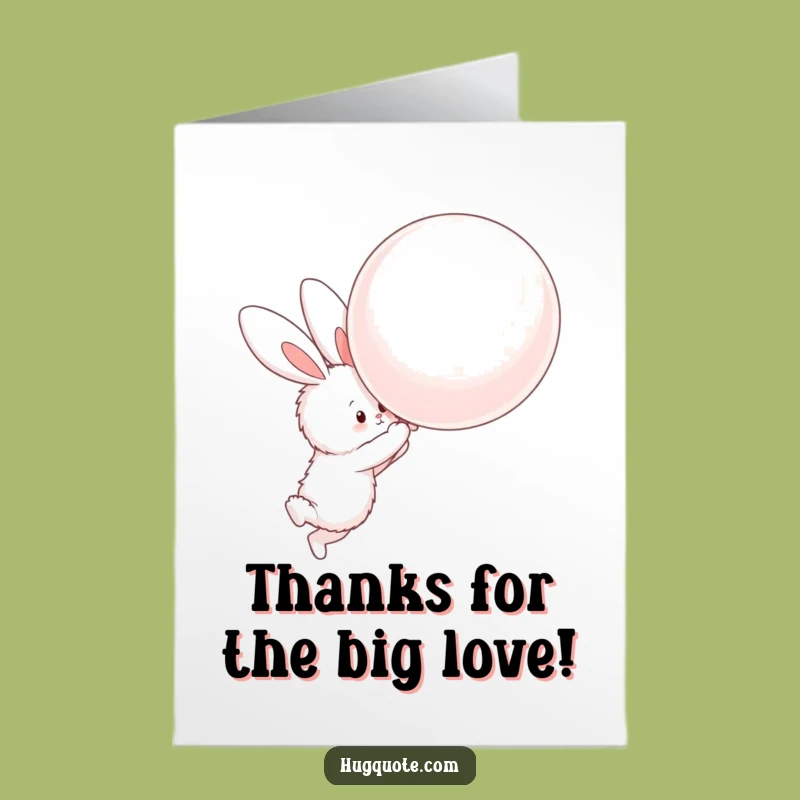 Free Printable Thank You Card: Sweet Bunny Balloon Hug, Downloadable Gratitude Gift