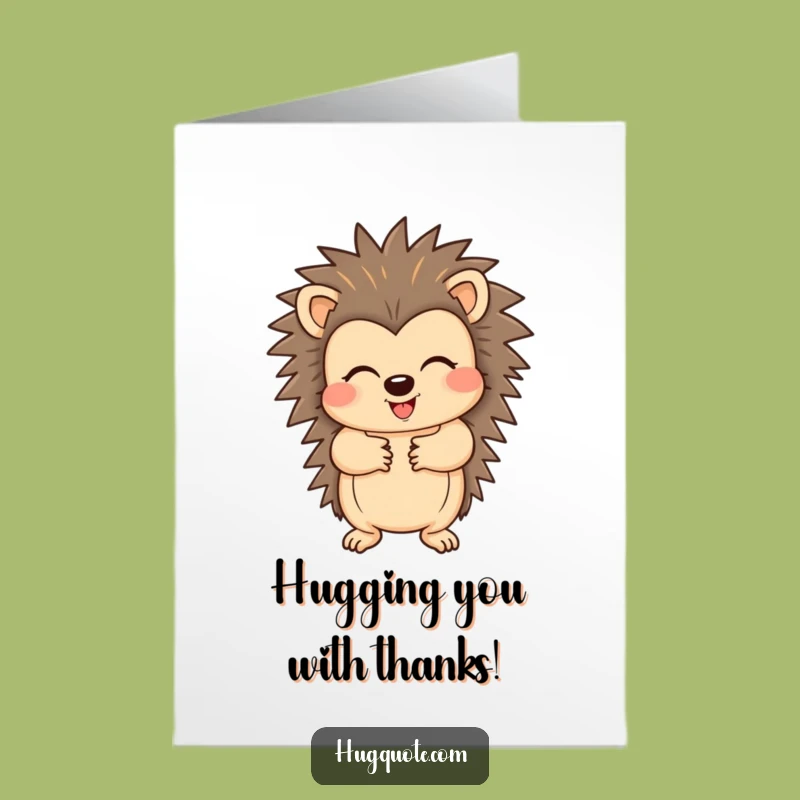 Free Printable Hedgehog Thank You Card: Funny Hug Downloadable Gift