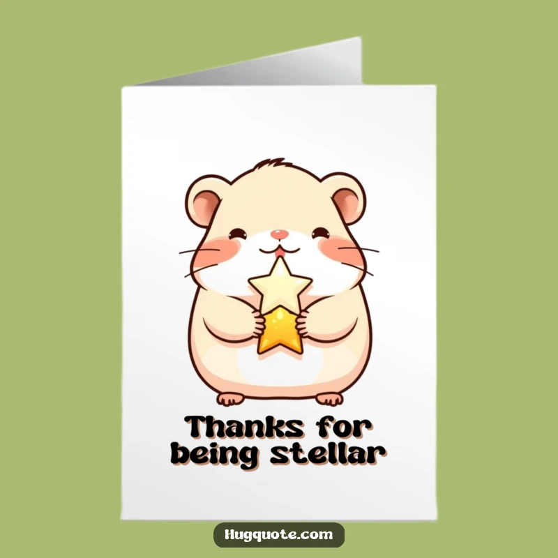 Free Printable Thank You Card: Hamster & Star Funny Downloadable Gift